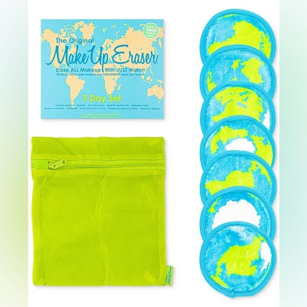 MakeUp Eraser Reusable Makeup Remover Pads 7-day Set Earth World Travel Gift NWT